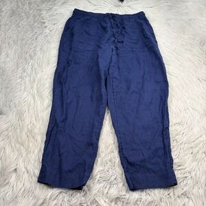 Sigrid Olsen Women's L Navy Blue Straight Leg Pull on Pant Coastal Resort